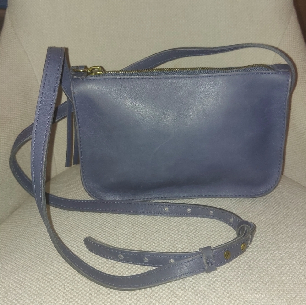 Madewell The basic leather crossbody blue